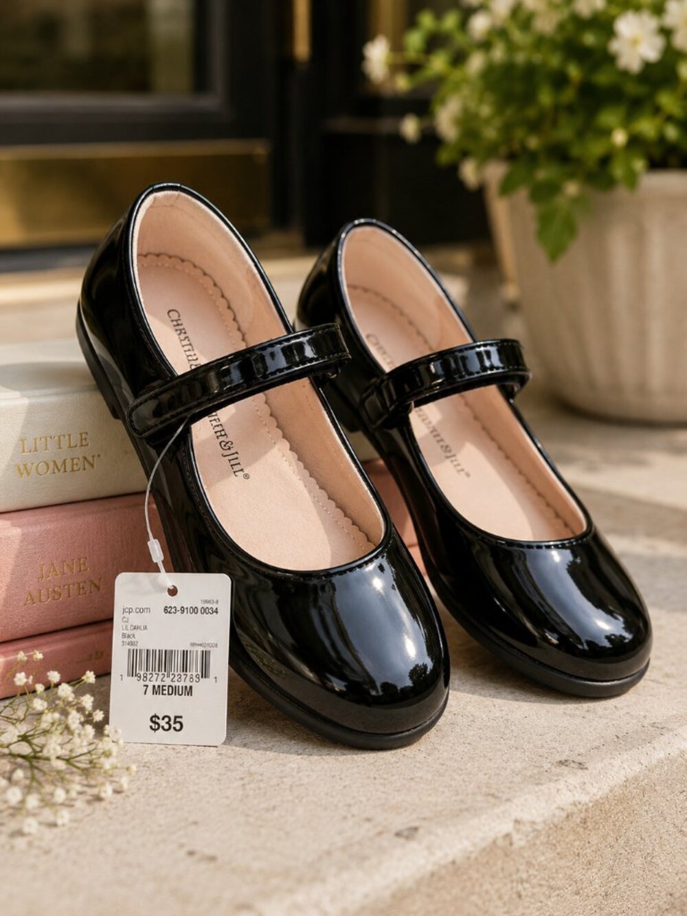 Christie & Jill Lil Dahlia Black Patent Mary Jane Flats NWT Size 7 - Picture 1 of 5